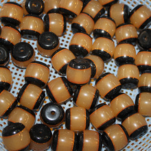 厂家直销树脂仿一线牛角桶珠圆珠 羊角色镶黑边饰品配件