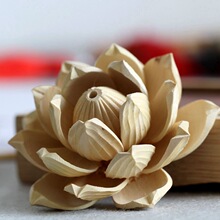 桃木拼接莲花 黄杨木大莲花 胶水粘花瓣串车挂 配饰工艺品雕