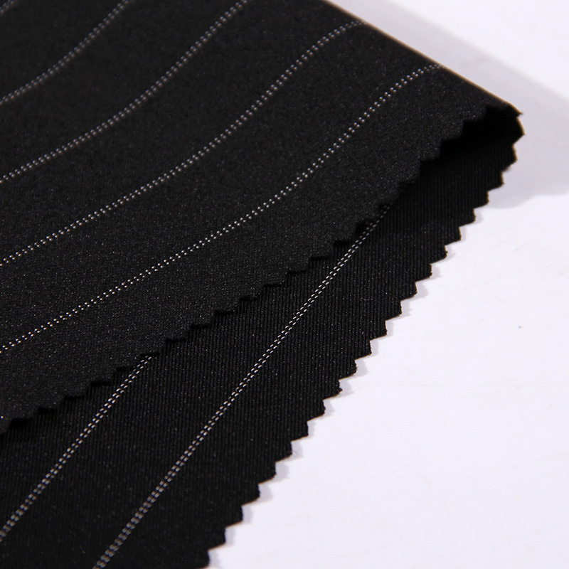 【鹏越】全涤嵌条斜纹四面弹 女装西装套装工作服服装面料 条纹布