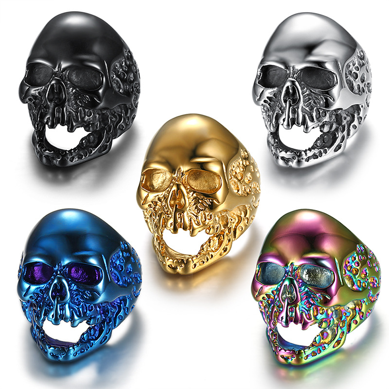 31g Weight Rings Classification 14, 7, 8 Ring Size Retro Cool Style Skull Titanium Steel Halloween Unisex Rings