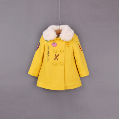 girl Winter woolen coat 2019 new pattern Korean Edition With cotton thickening Fur collar Wealth Fade