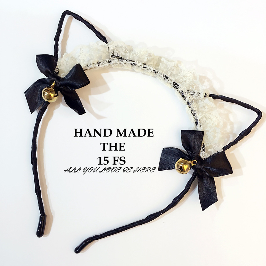 Cute Lace Cat Ears Bowknot Bell Headband display picture 7