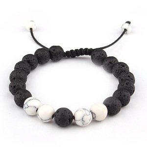 2pcs yoga meditation Bracelets for couple set of beads Volcanic rock White turquoise Manual energy Yoga bracelet