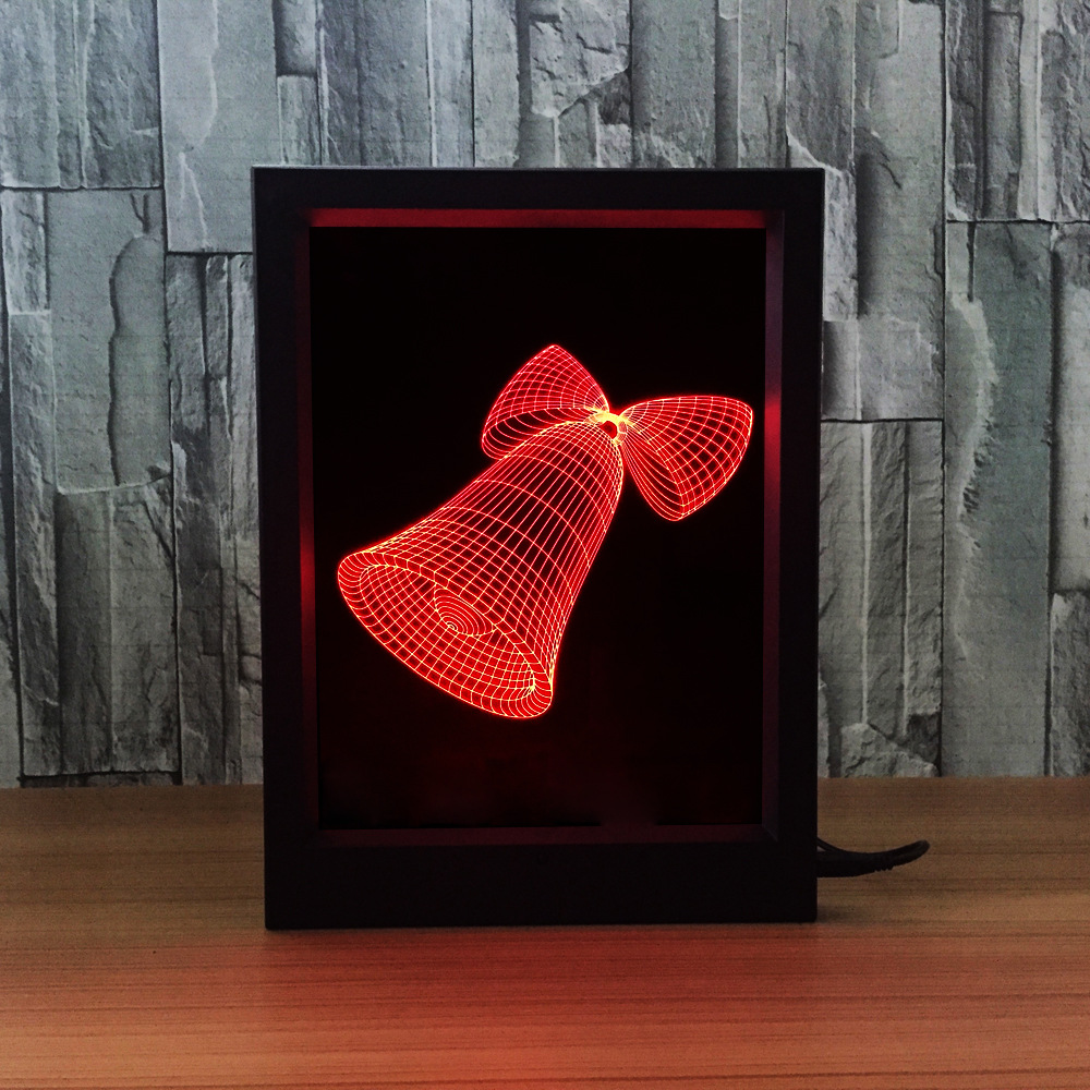 圣诞老人3D相框灯小夜灯 七彩触控遥控LED视觉灯