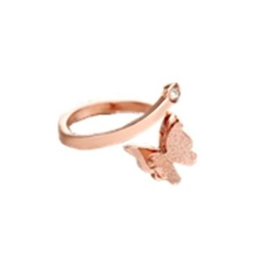 韩版时尚镀18k玫瑰金磨砂戒指女尾戒情侣戒指食指钛钢韩国饰品|ms