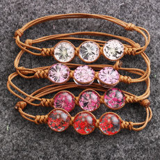 三生三世十里桃花手链 手工时光宝石樱花永生花干花编织手链代销