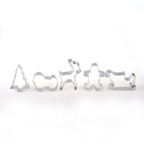 Stainless steel 5-piece set Christmas gingerbread man sleigh cartoon cookie molds fruit cookie baking tools