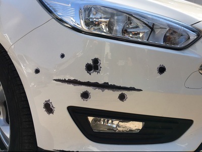 Modified car decorative stickers to cover scratches, creative personalized text, waterproof pull-up body stickers, bullet hole car stickers