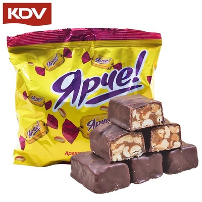 俄罗斯进口KDV花生士力架夹心巧克力食品喜糖婚庆糖果批发