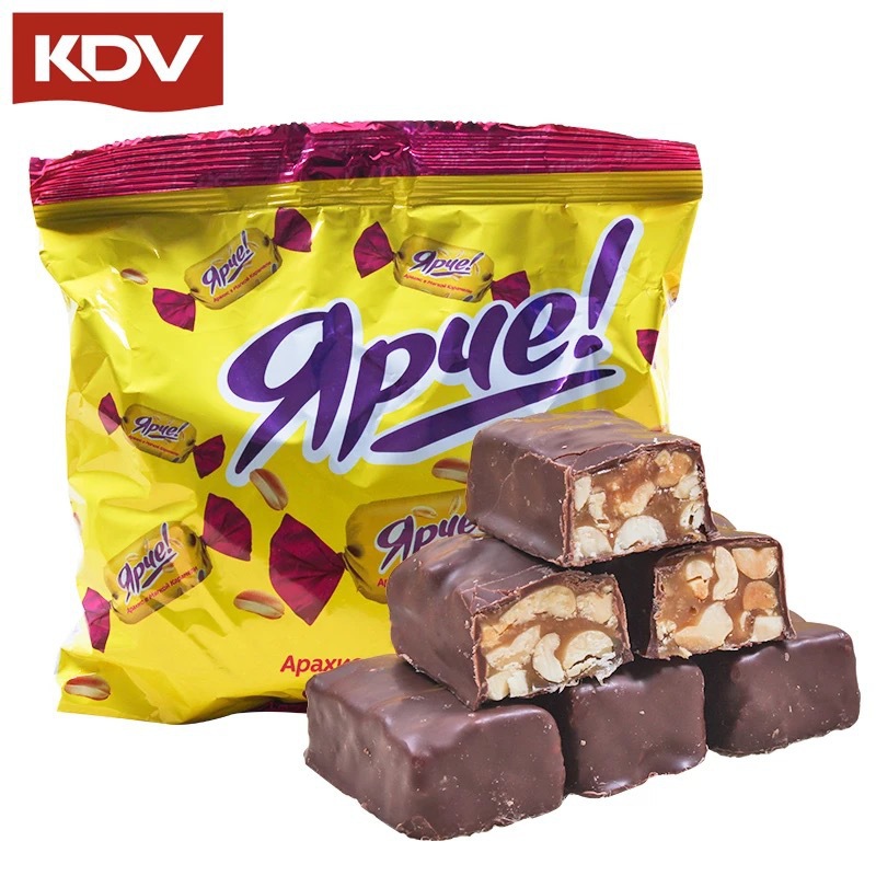 俄罗斯进口KDV花生士力架夹心巧克力食品喜糖婚庆糖果批发