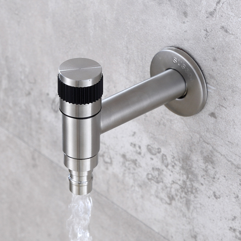Thickened 304 stainless steel washing machine faucet ordinary faucet single cold water faucet quick opening into the wall small faucet