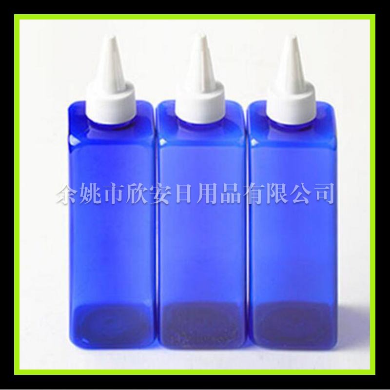 250ML尖嘴盖方瓶 电发水盖瓶 涂料瓶 250ml 滴油方形瓶 墨水瓶