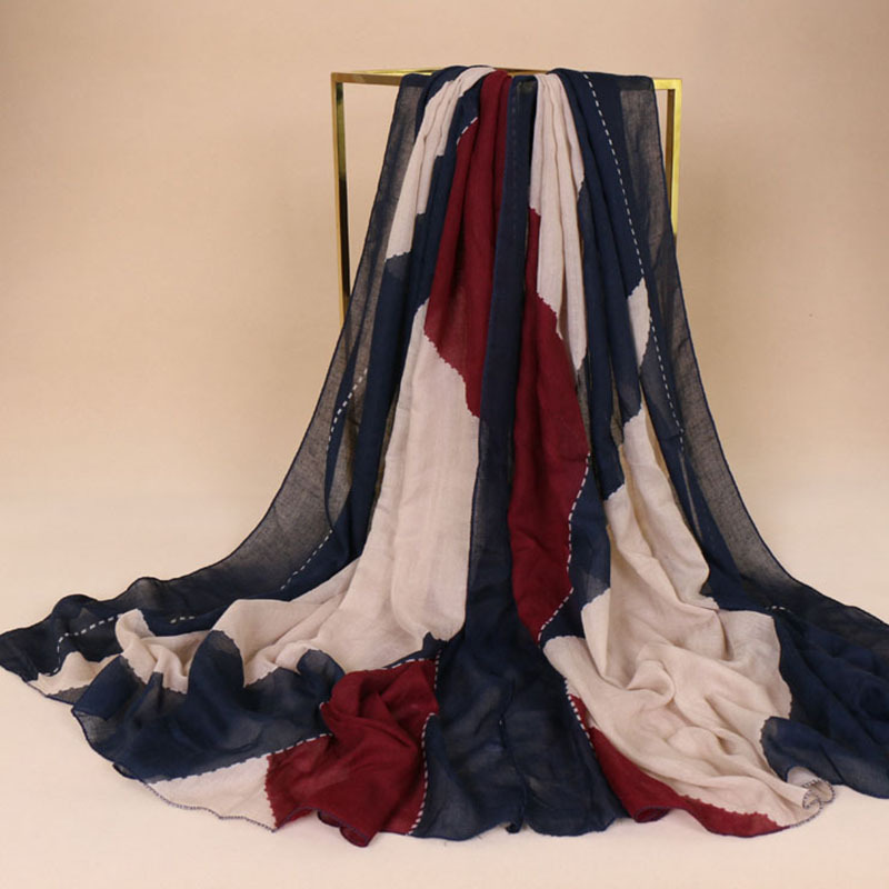 #5藏青边 加密巴厘纱包头长巾