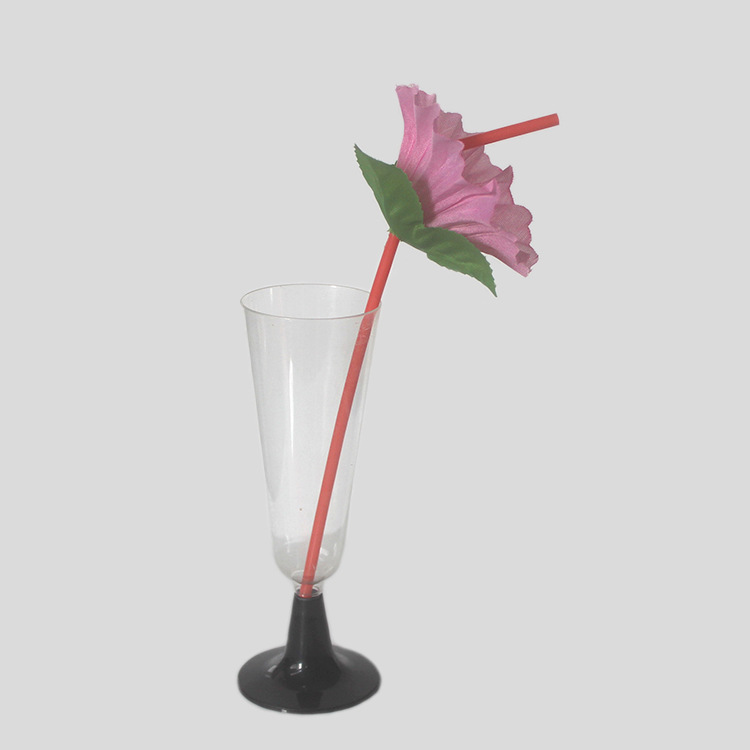 Paja de plástico desechable bendable jugo bebida color paja arte modelado alargado flor creativa 24cm