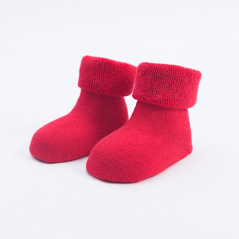 Año DE NACIMIENTO engrosado bebé Terry Calcetines rojo auspicioso Año nuevo bebé calcetines media pantorrilla toalla caliente recién nacido Calcetines