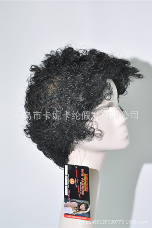 Perucas de espectáculo negro-verde fan rizos extraños esponjosos cabeza explosiva payaso peluca