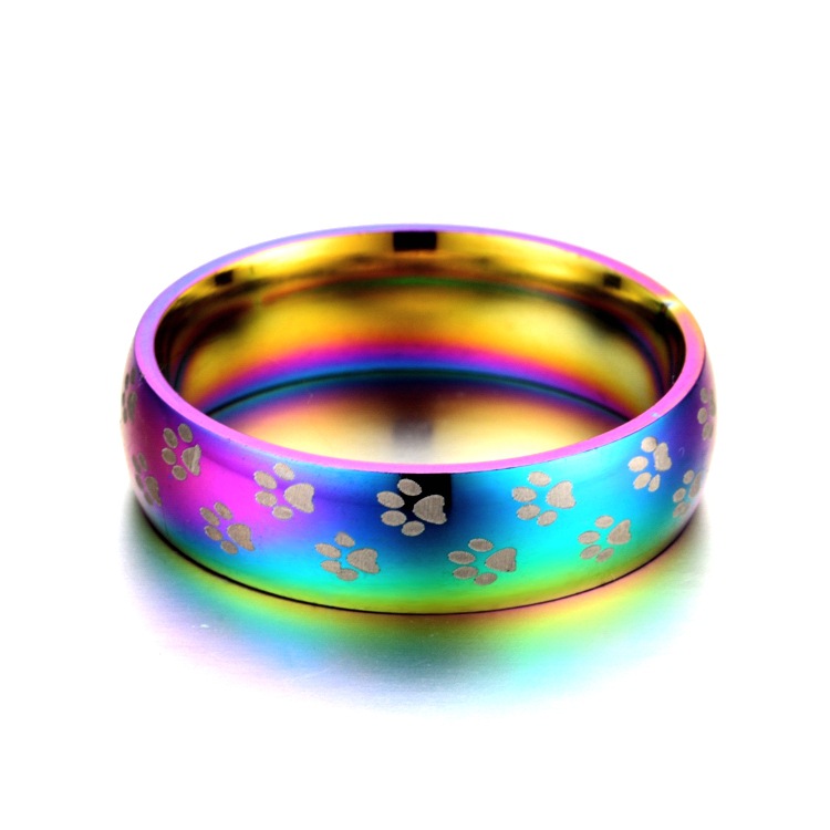 Wholesale Colorful Little Feet Titanium Steel Ring Nihaojewelry display picture 2