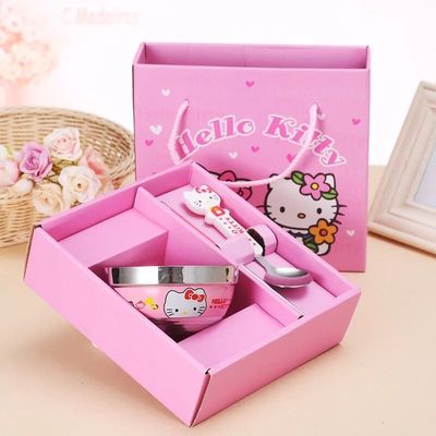 卡通餐具套装 儿童不锈钢筷子勺碗三件套生日礼物小礼品批发|ru