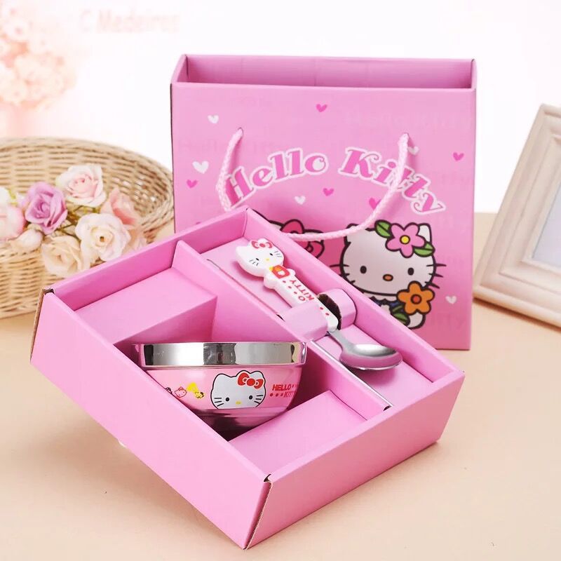 卡通餐具套装 儿童不锈钢筷子勺碗三件套生日礼物小礼品批发|ru