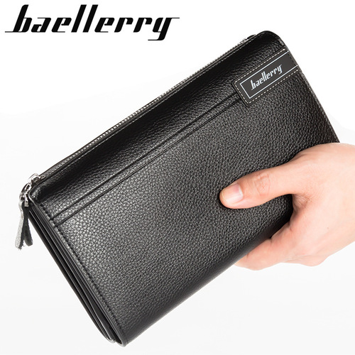 New men's leather clutch business casual large capacity pebbled zipper men's bag handbag wallet clutch bag