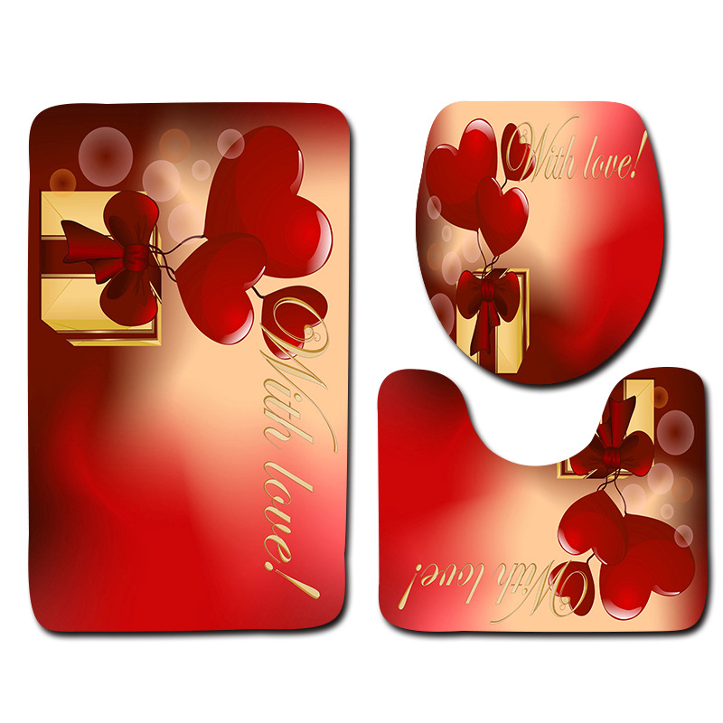 Serie europea y americana Día de San Valentín baño aseo piso estera 3 piezas conjunto Amazon deseo suministro de entrega de una sola pieza