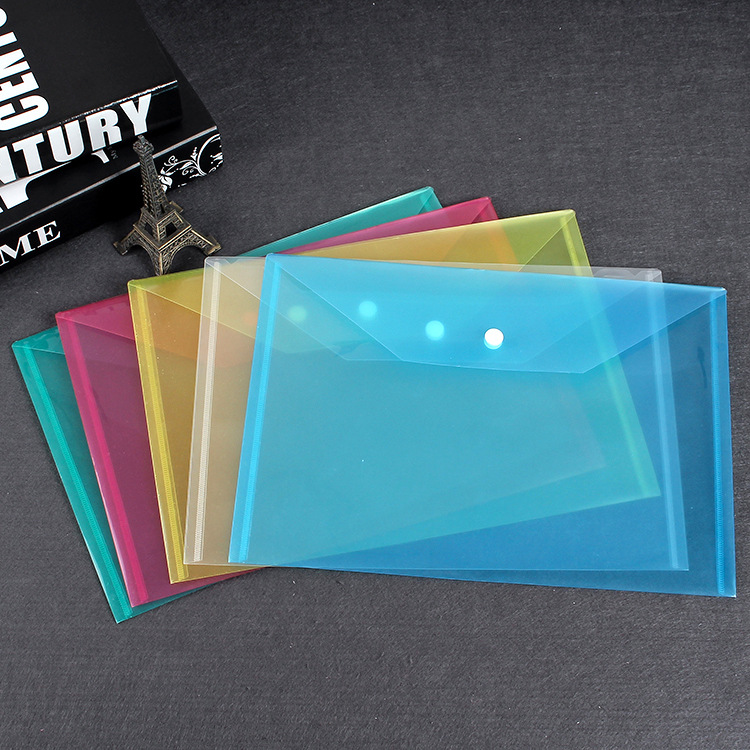 2021 A4 Transparent Paper Plastic File Bag Snaps PVC Transparent Edge