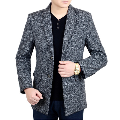 一件代发男士夹克薄款春秋外套西装领休闲青年小西服爸爸装上衣