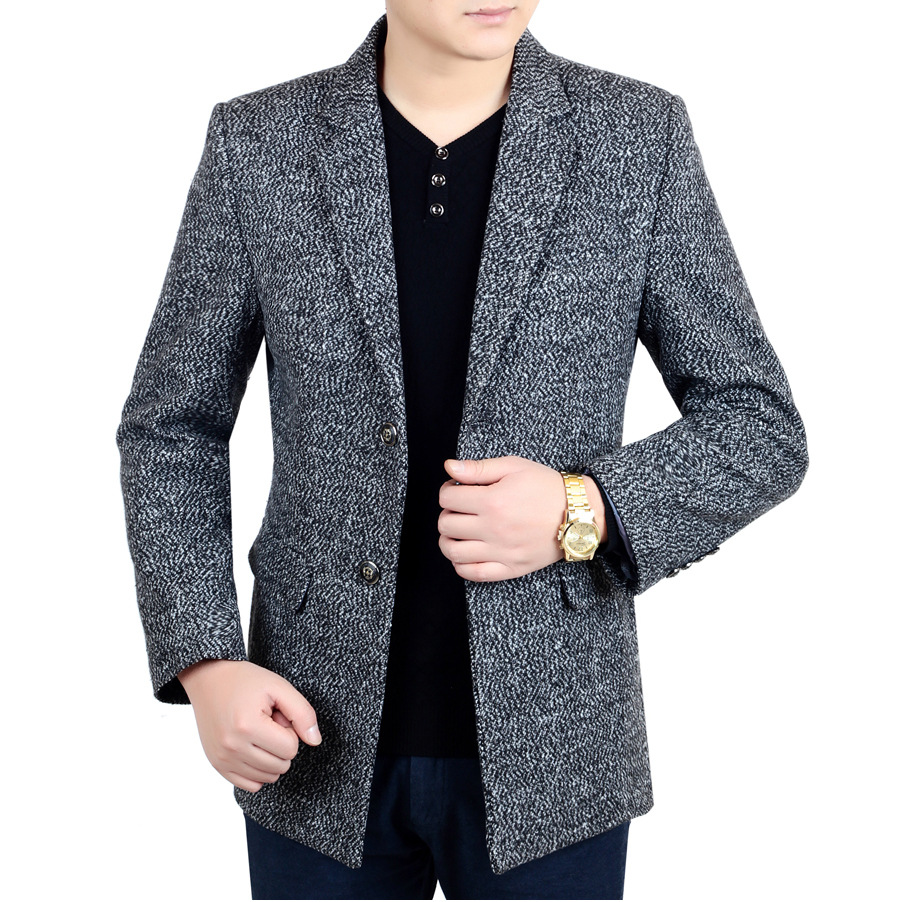 一件代发男士夹克薄款春秋外套西装领休闲青年小西服爸爸装上衣