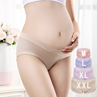 pregnant woman Underwear pure cotton Pregnancy Low-waisted overlapping Stomach lift Large Beginning Early stage Mid-term Pregnancy Triangle pants