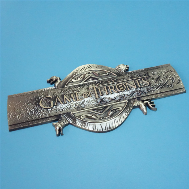 厂家供应金属标牌 锌合金异形古金弧度标 电影权力的游戏盒子铭牌