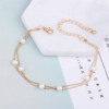 Fashionable beach ankle bracelet from pearl, ring, set, European style, simple and elegant design