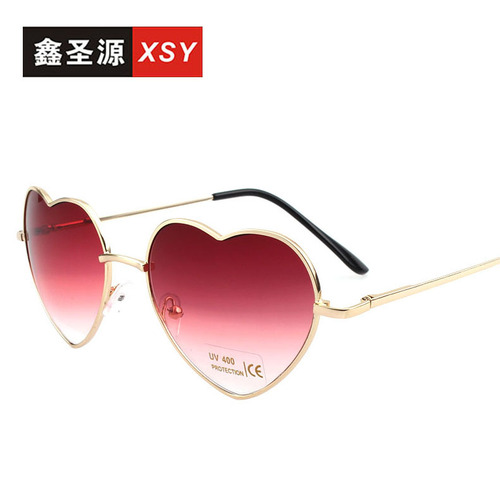 Heart Sunglasses 014 Direct Selling Cute Heart Shape Gradient Glasses European and American Trendy Metal Frame Women's Sunglasses