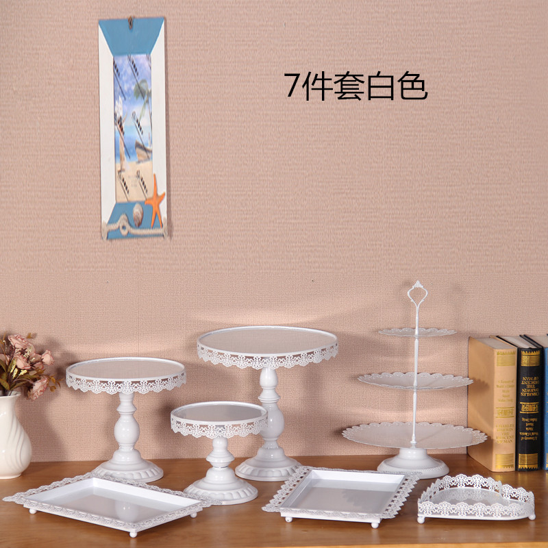 Nuevo estilo europeo soporte de la torta de la boda postre decoración encaje pastel plato pastel tienda merienda soporte 13 unidades traje