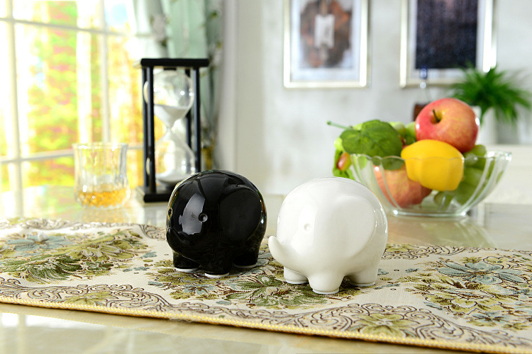 Ceramic Elephant Figurine Black