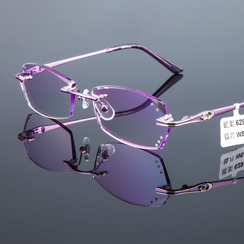 时尚新品钻石切边老花装饰近视眼镜成品优雅女神