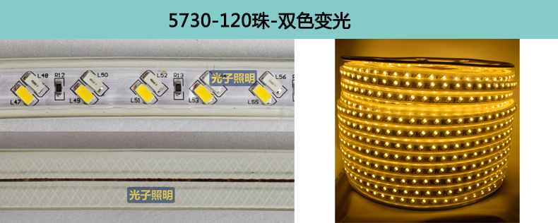 光子照明5050线性灯条5730 rgb柔性亮化贴片led 220v防水高压灯带详情42