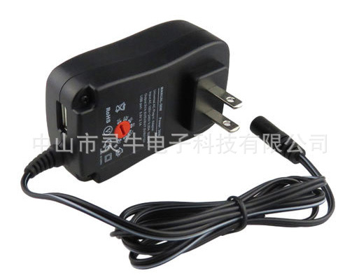 30w美欧规多功能usb电源适配器 3-12v可调电压电源 配6个转换头