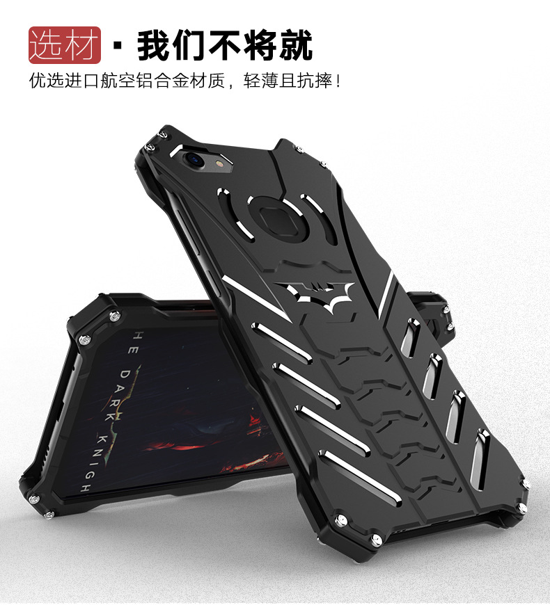 R-Just Batman Shockproof Aluminum Shell Metal Case with Custom Batarang Stent for vivo Y79