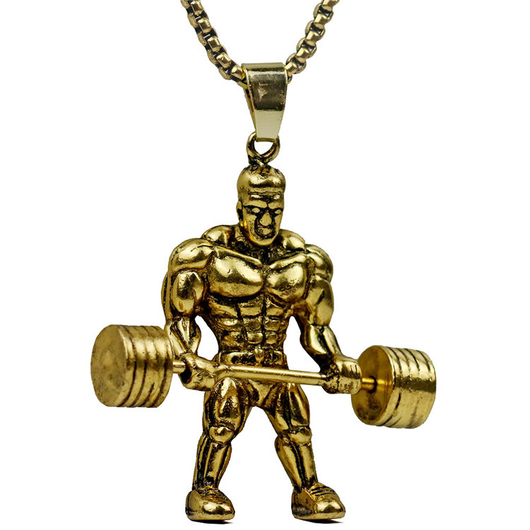 Collier En Acier Inoxydable Pour Hommes Musculaires Simples D&#39;haltérophilie En Gros display picture 6