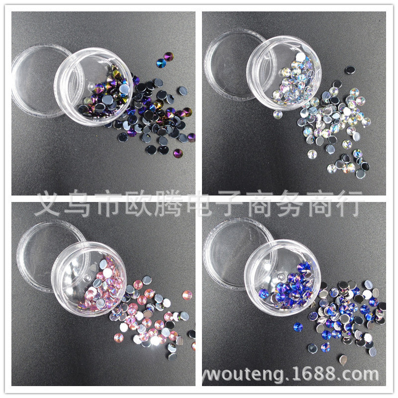 3G round bottle AB color flat bottom Tip drill nail art drill box jewelry 100pcs