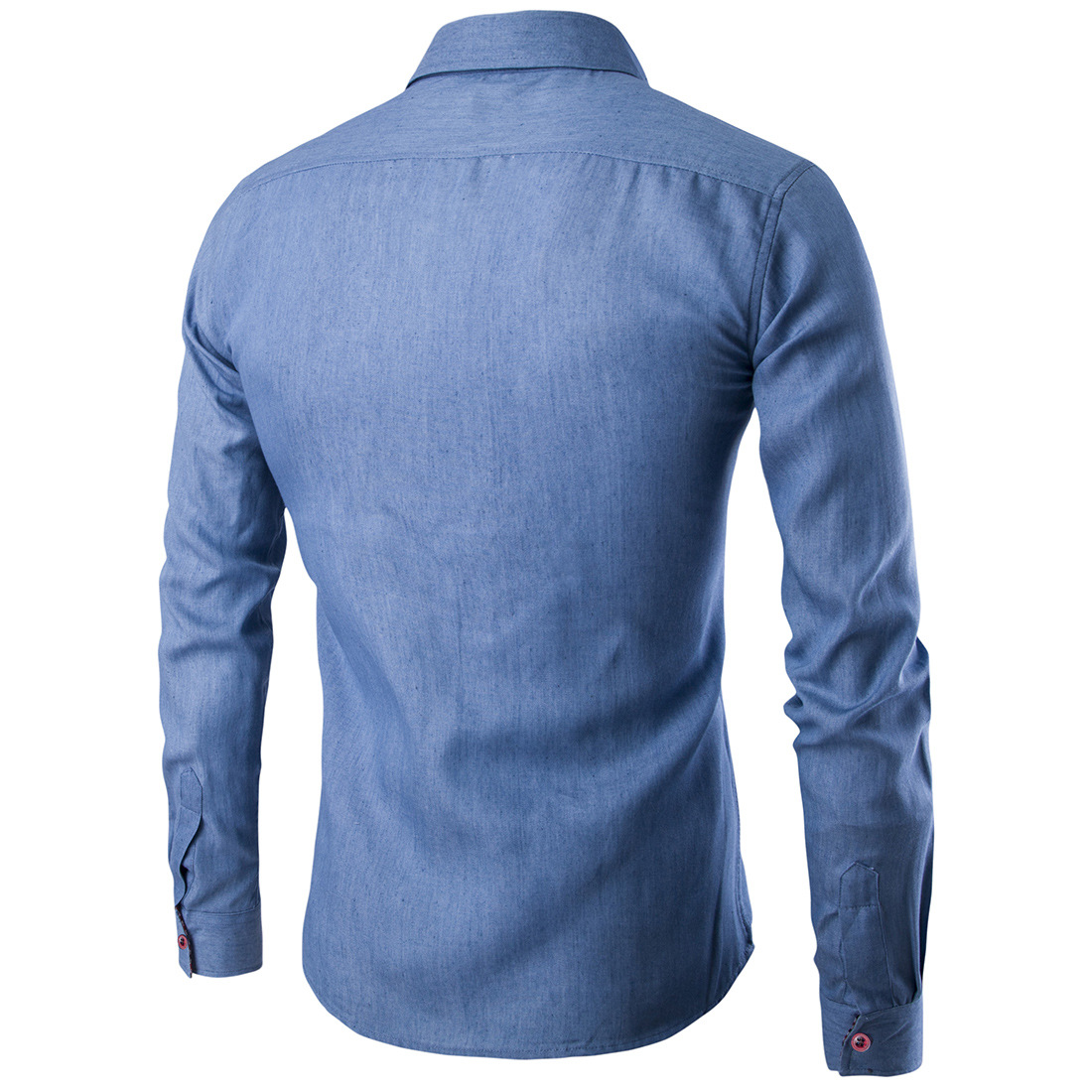 AliExpress Ebay Men's Pocket Leather Slim-fit Long-sleeved Shirt Men's Spring and Autumn Large Size Denim Shirt