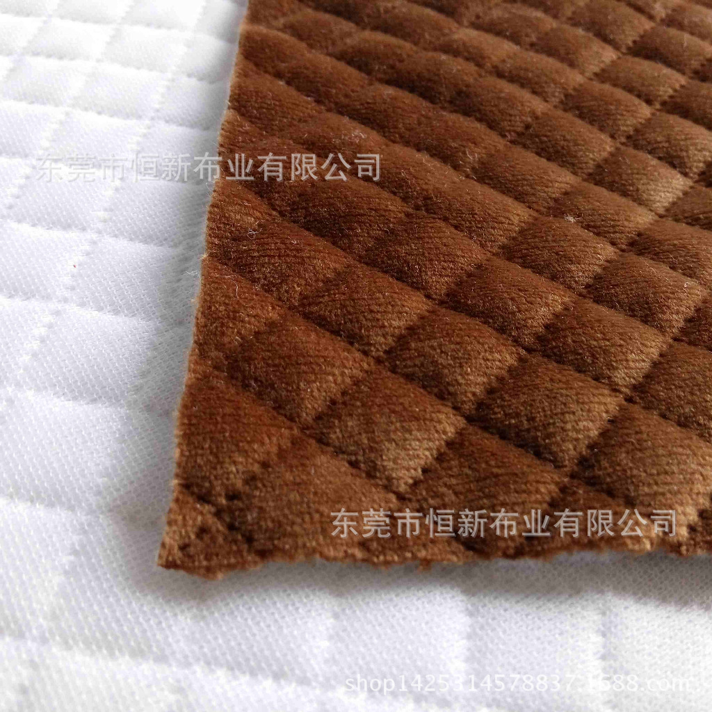 厂家供应丝绒布无线夹棉超声波压纹多层复合制衣服装外套保暖面料