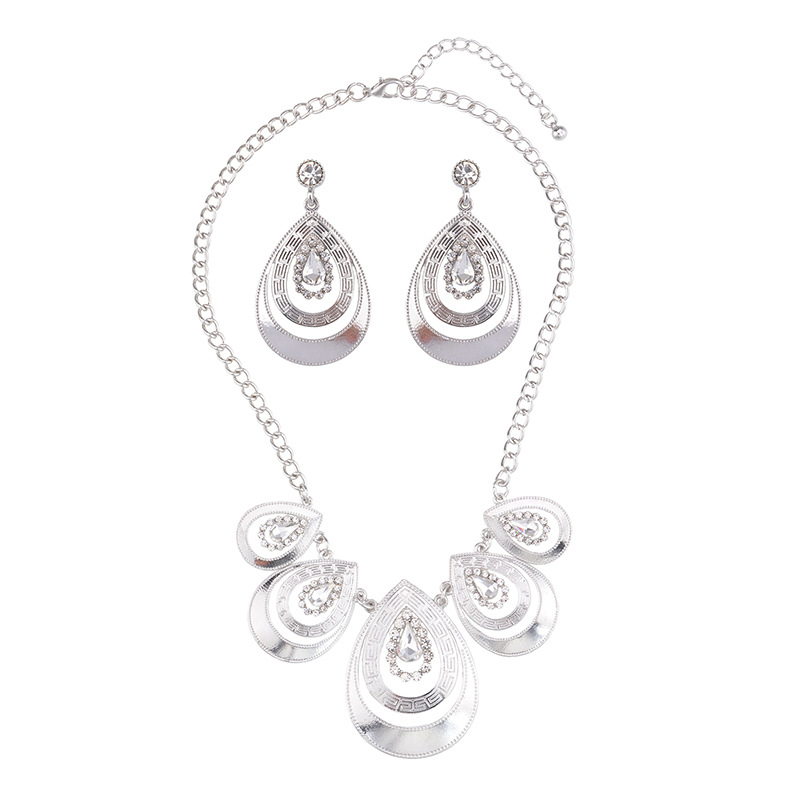 Geometric type alloy Diamond Necklace Set (Ancient gold)NHWF2861-Ancient gold