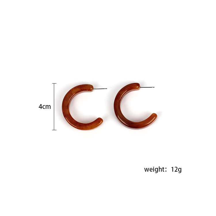 14g Weight Earrings Classification Women'S Gender White, Red Color Retro Fashion Resin Geometric Arc Acrylic Sheet Simple Semicircular Earrings 无