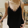 Demi-season black lace fitted top with cups, tank top, city style, lace dress