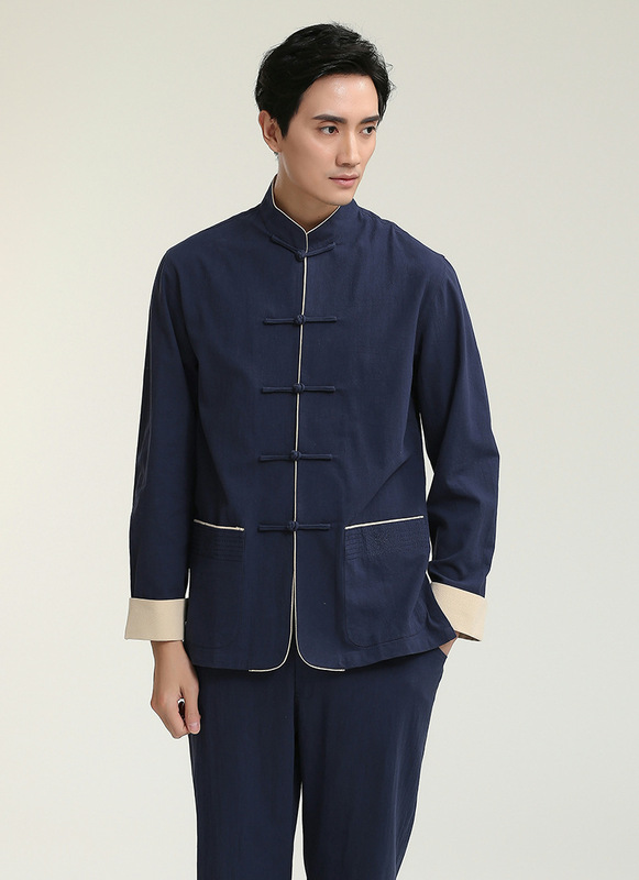 Chinese linen Tang suit men long sleeve