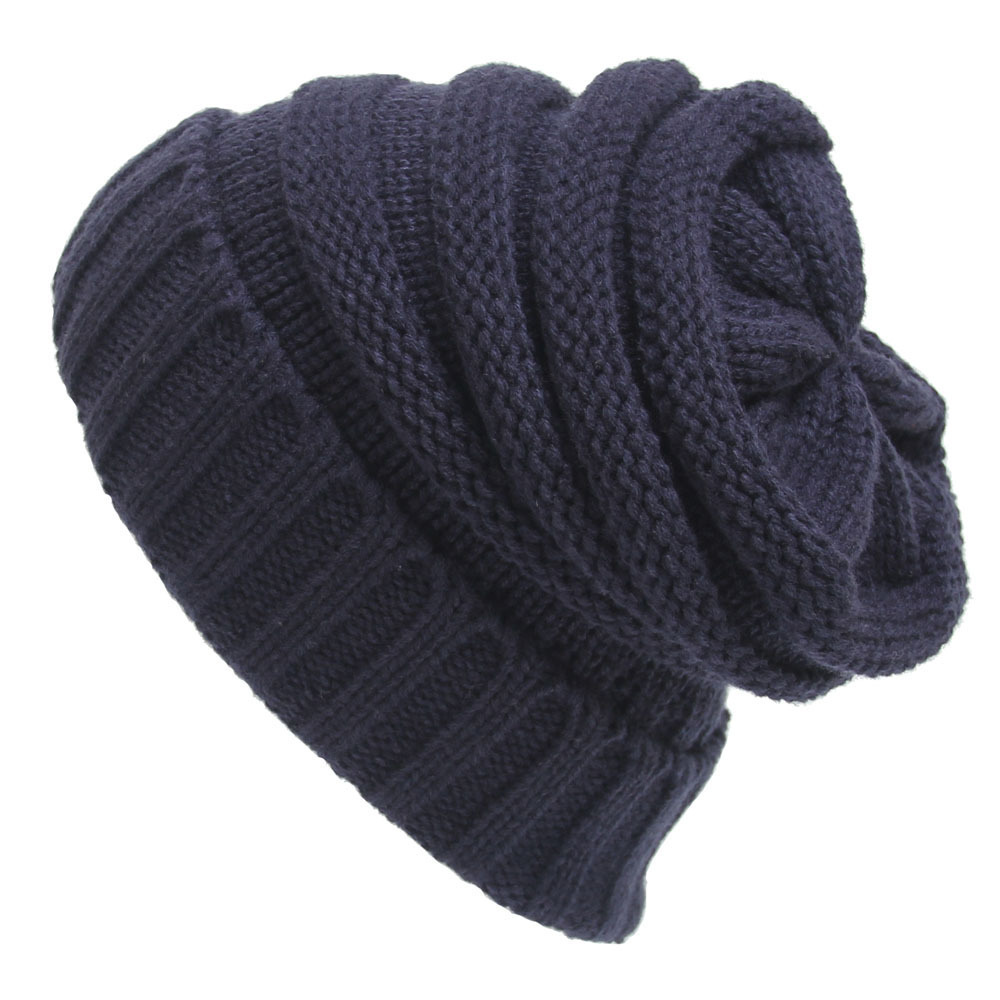 Outdoor autumn and winter striped pullover without a logo hat, couple's warm knitted hat with yarn_voghion.com