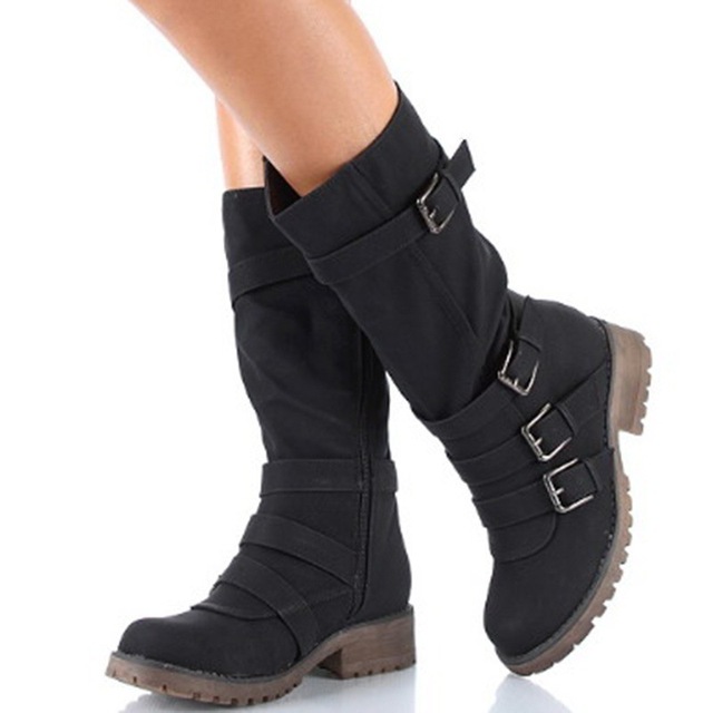 New Long Barrel Thick-heeled Women’s Boots Flat Bottom 