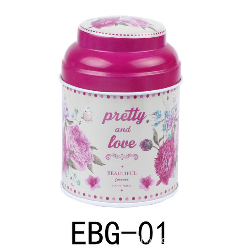 尖顶圆形茶叶罐 糖果食品包装铁罐 印花茶叶盒 马口铁金属包装盒|ru