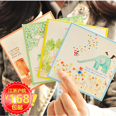 厂家直销 酷邦创意贺卡 四月物语清新可爱手绘款 带信封小卡片|ru